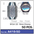 Chrome Nut A419-Pack Of 50- Nice Products | Universal Auto Spares