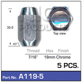 Chrome Nut 5pcs A119-5 - Nice Products | Universal Auto Spares