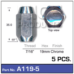 Chrome Nut 5pcs A119-5 - Nice Products | Universal Auto Spares