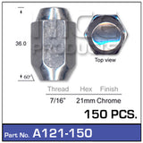 Chrome Nut 150pcs A121-150 - Nice Products | Universal Auto Spares
