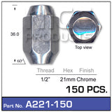 Chrome Nut 150pcs A221-150 - Nice Products | Universal Auto Spares