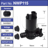 Washer Pump NWP115 - Nice Products | Universal Auto Spares