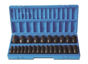26 Pieces 1/2 Drive 6-Point Metric Deep Blow-Mold Case - Impact Tools