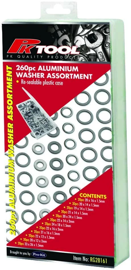 260 Piece Aluminum Washer Assortment - PKTool | Universal Auto Spares