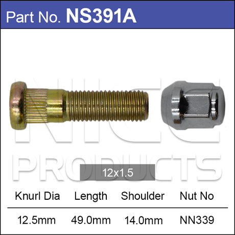 Stud Nut & Nut NS391A - Nice Products | Universal Auto Spares