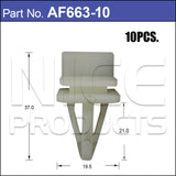 Fasteners Pkt 10 AF663-10 - Nice Products | Universal Auto Spares