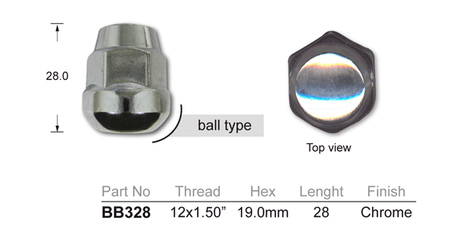 Wheel Nut Ball Taper BB328 - Nice Products | Universal Auto Spares