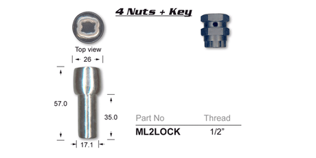 Lock Nuts (set of 4) ML2LOCK - Nice Products | Universal Auto Spares