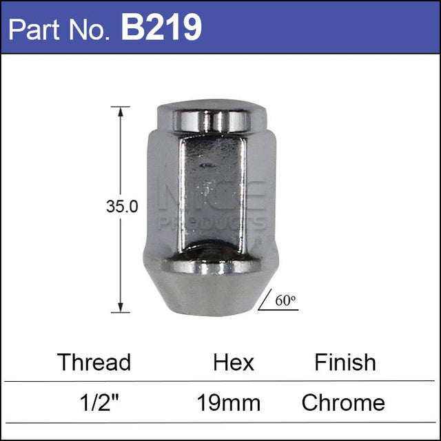 Chrome Nut (5) B219-5 - Nice Products | Universal Auto Spares