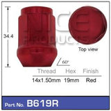 Wheel nuts RED pk50 B619R-50 - Nice Products | Universal Auto Spares