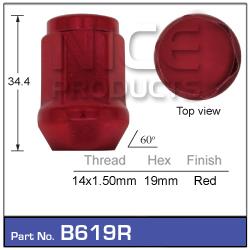 Wheel Nuts RED pk100 B619R-100 - Nice Products | Universal Auto Spares