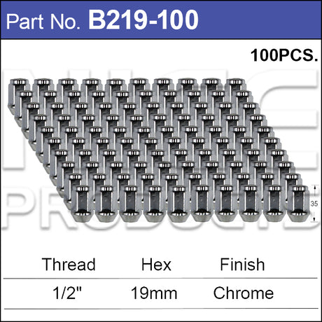 Chrome Nuts pk100 B219-100 - Nice Products | Universal Auto Spares