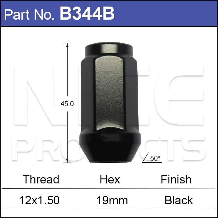 Black Wheel Nuts 50pcs B344B-50 - Nice Products | Universal Auto Spares