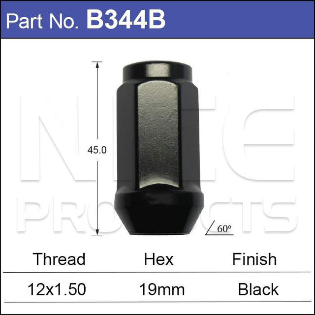 Black Wheel Nuts 50pcs B344B-50 - Nice Products | Universal Auto Spares