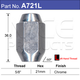 Chrome Nut A721L - Nice Products | Universal Auto Spares