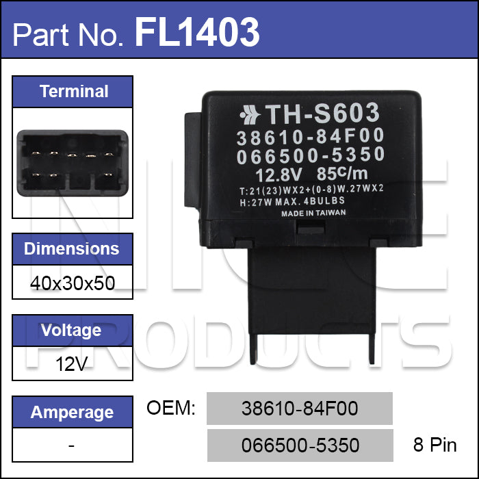 Flasher OEM:38610-84F00 066500-5350 FL1403 - Nice Products | Universal Auto Spares