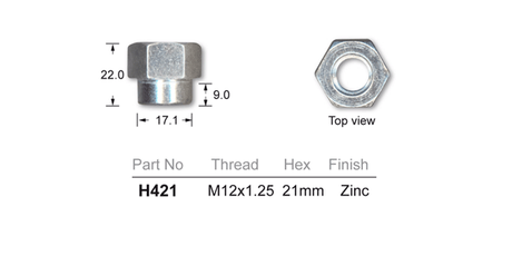 Wheel Nut H421 - Nice Products | Universal Auto Spares