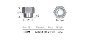 Wheel Nut H321 - Nice Products | Universal Auto Spares