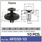 Fasteners Pkt 10 AF030-10 - Nice Products | Universal Auto Spares