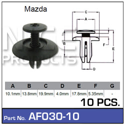 Fasteners Pkt 10 AF030-10 - Nice Products | Universal Auto Spares