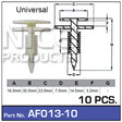 Fasteners Pkt 10 AF013-10 - Nice Products | Universal Auto Spares