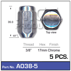 Chrome Nut 5pcs A038-5 - Nice Products | Universal Auto Spares