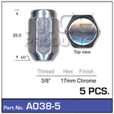 Chrome Nut 5pcs A038-5 - Nice Products | Universal Auto Spares