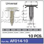 Fasteners Pkt 10 AF014-10 - Nice Products | Universal Auto Spares