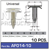 Fasteners Pkt 10 AF014-10 - Nice Products | Universal Auto Spares