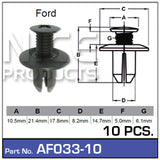 Fasteners Pkt 10 AF033-10 - Nice Products | Universal Auto Spares