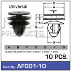 Fasteners Pack of 10 AF001-10 - Nice Products | Universal Auto Spares