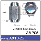 Chrome Nuts pk25 A319-25 - Nice Products | Universal Auto Spares