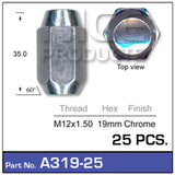 Chrome Nuts pk25 A319-25 - Nice Products | Universal Auto Spares