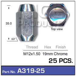 Chrome Nuts pk25 A319-25 - Nice Products | Universal Auto Spares