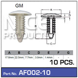 Fasteners pack of 10 AF002-10 - Nice Products | Universal Auto Spares