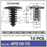 Fasteners Pkt 10 AF018-10 - Nice Products | Universal Auto Spares