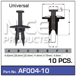 Fasteners Pack of 10 AF004-10 - Nice Products | Universal Auto Spares
