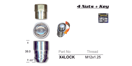 Lock Nuts (set of 4) X4LOCK - Nice Products | Universal Auto Spares