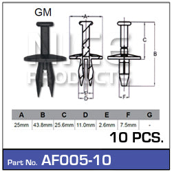 Fasteners Pkt 10 AF005-10 - Nice Products | Universal Auto Spares