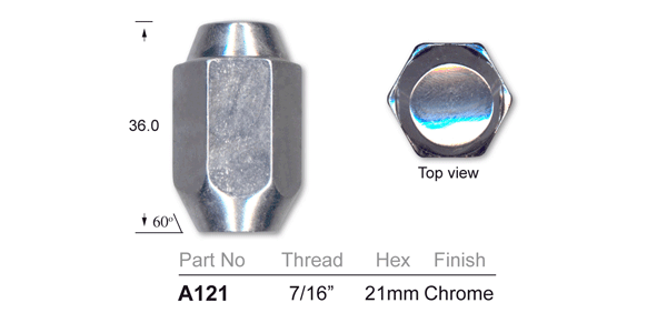 Chrome Nut A121 - Nice Products | Universal Auto Spares