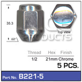 Chrome Nut B221-5 - Nice Products | Universal Auto Spares