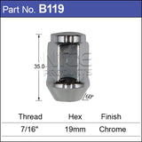 Chrome Nut Close Ended B119 - Nice Products | Universal Auto Spares