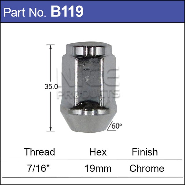 Chrome Nut Close Ended B119 - Nice Products | Universal Auto Spares