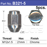 Chrome Nuts B321-5 - Nice Products | Universal Auto Spares