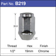 Chrome Nut Tapered Close Ended B219 - Nice Products | Universal Auto Spares