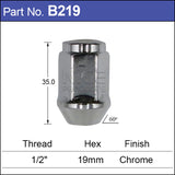 Chrome Nut Tapered Close Ended B219 - Nice Products | Universal Auto Spares