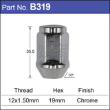 Chrome Nut Close Ended Tapered B319 - Nice Products | Universal Auto Spares