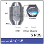 Chrome Nut 5pcs A121-5 - Nice Products | Universal Auto Spares