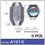 Chrome Nut 5pcs A121-5 - Nice Products | Universal Auto Spares