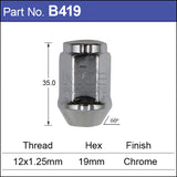 Chrome Nut Close Ended Tapered B419 - Nice Products | Universal Auto Spares